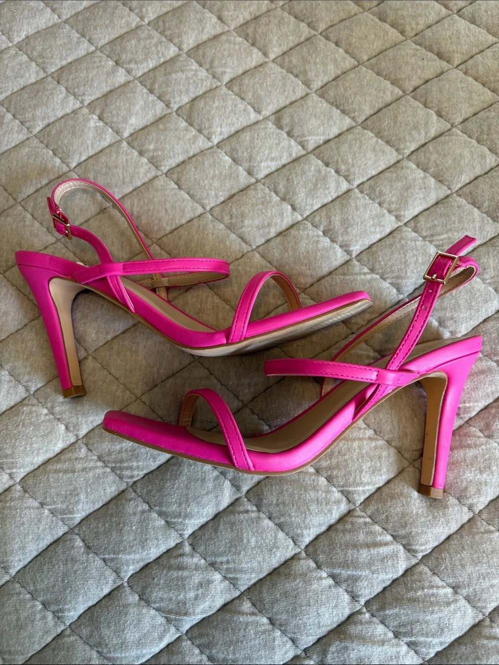 Party Hot Pink Strappy Square-Toe Women's Heels